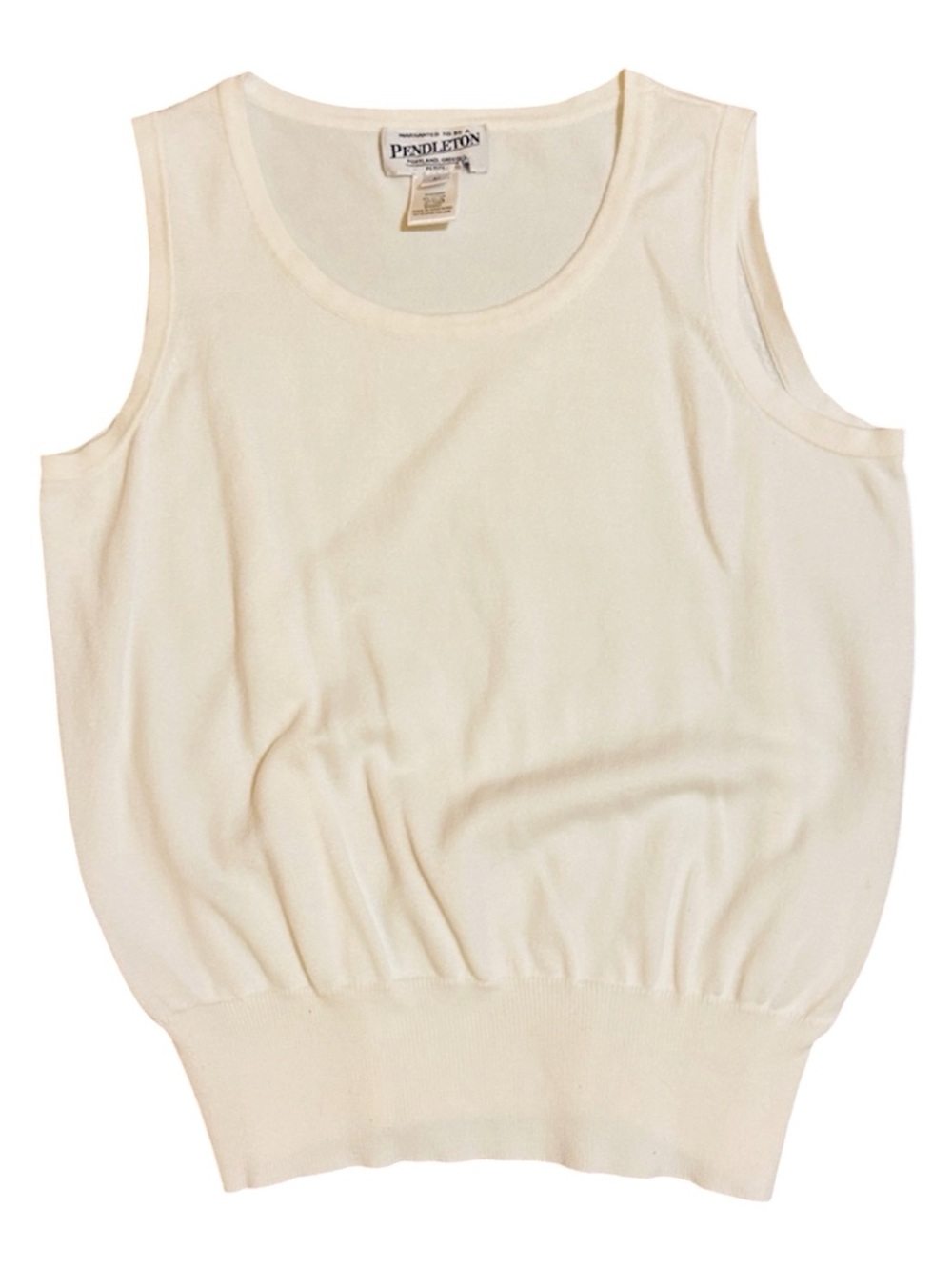 Pendleton‎ Petite Cream Sleeveless Sweater Tank Top Size M Cotton Blend